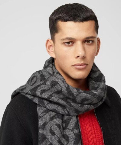 Burberry Reversible Check and Monogram Cashmere Scarf