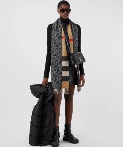Burberry Reversible Check and Monogram Cashmere Scarf