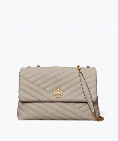 Tory Burch Kira Chevron Convertible Shoulder Bag, Gray Heron