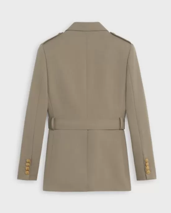 Celine Military Jacket In Diagonal Wool