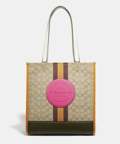 Coach Dempsey Tote In Signature Jacquard With Stripe And Coach Patch