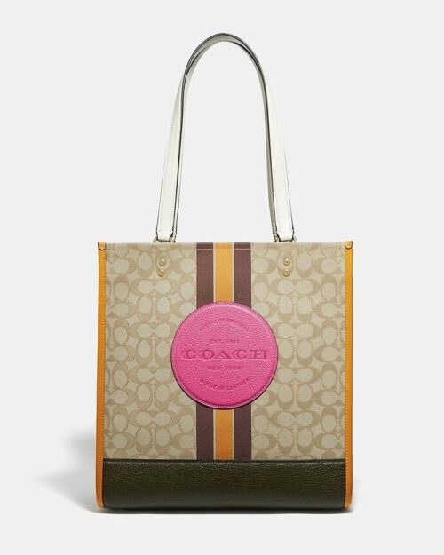 Coach Dempsey Tote In Signature Jacquard With Stripe And Coach Patch