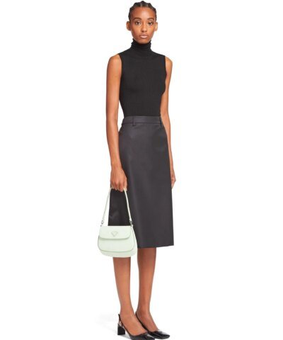 Prada Cleo Brushed Leather Shoulder Bag With Flap, Aqua