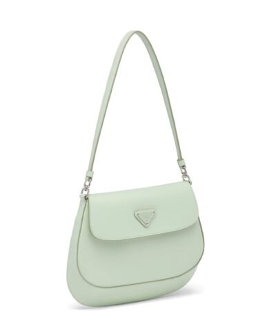 Prada Cleo Brushed Leather Shoulder Bag With Flap, Aqua