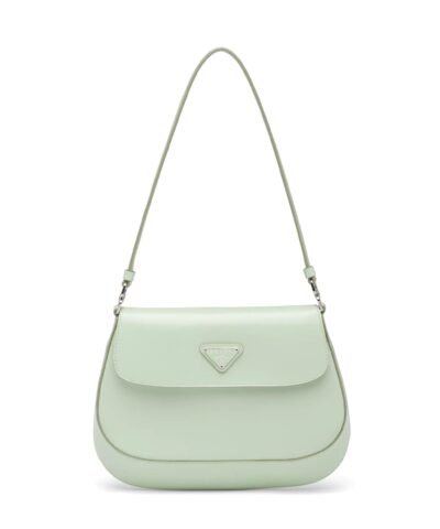 Prada Cleo Brushed Leather Shoulder Bag With Flap, Aqua
