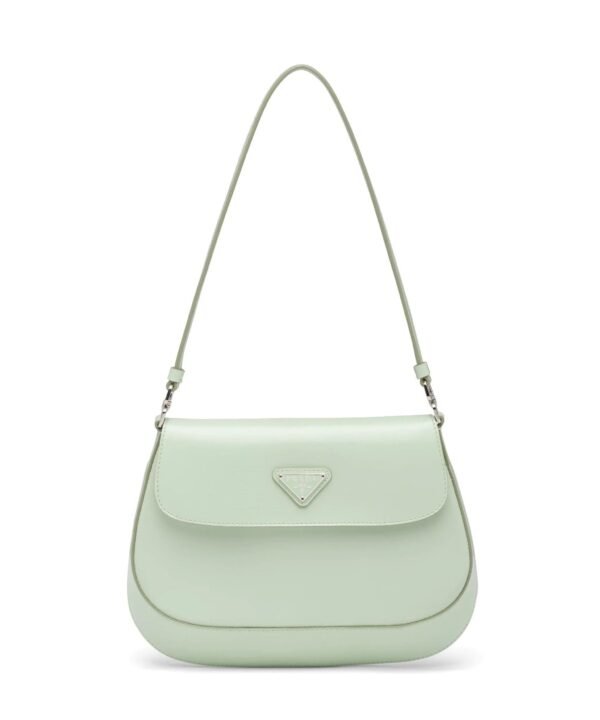 Prada Cleo Brushed Leather Shoulder Bag With Flap, Aqua