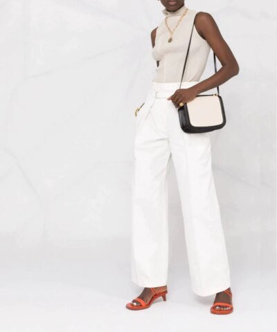 Jil Sander Taos Small Two-Tone Leather Crossbody Bag