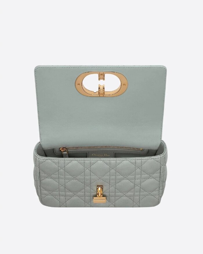 Dior Small Caro Bag Gray Soft Cannage Calfskin
