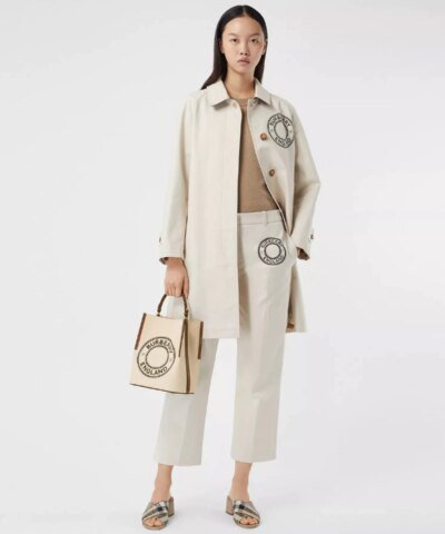 Burberry Small Logo Graphic Cotton Canvas Peggy Bucket Bag