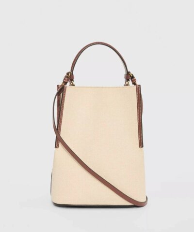Burberry Small Logo Graphic Cotton Canvas Peggy Bucket Bag