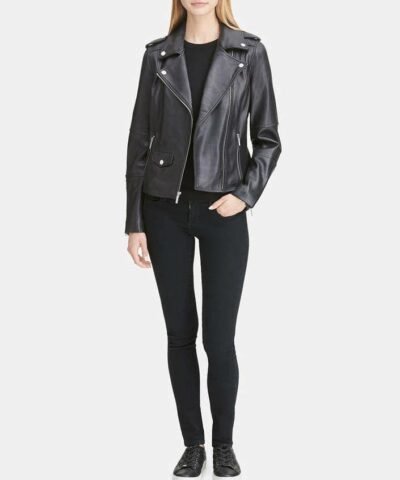DKNY Leather Moto Jacket