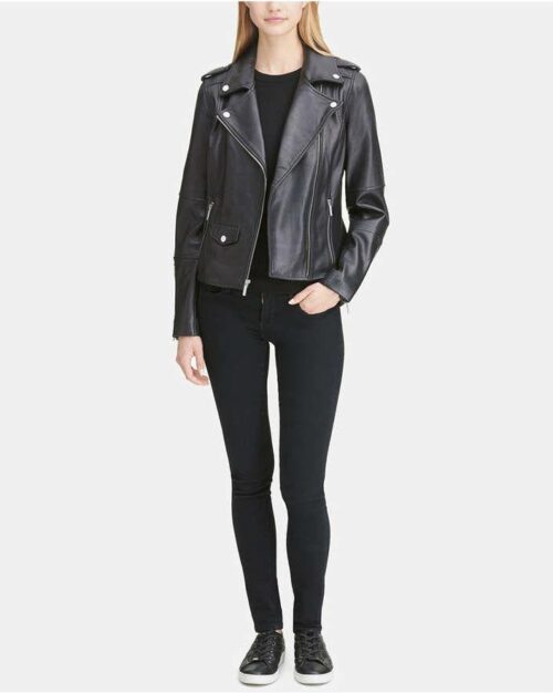 DKNY Leather Moto Jacket