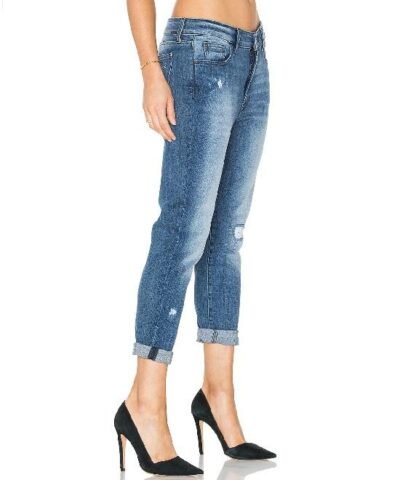 DL1961 Jessica Alba No. 6 Cropped Relaxed Jeans In Scratched