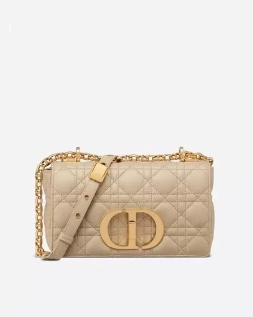 Dior Small Caro Bag Beige Soft Cannage Calfskin