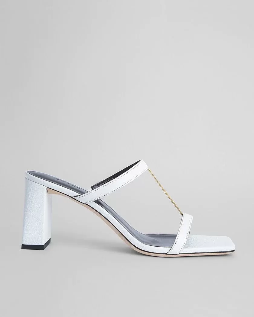 By Far Chloe White Grained Leather Mules