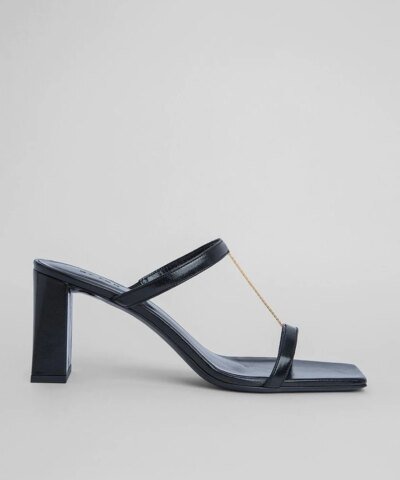 By Far Chloe Black Grained Leather Mules