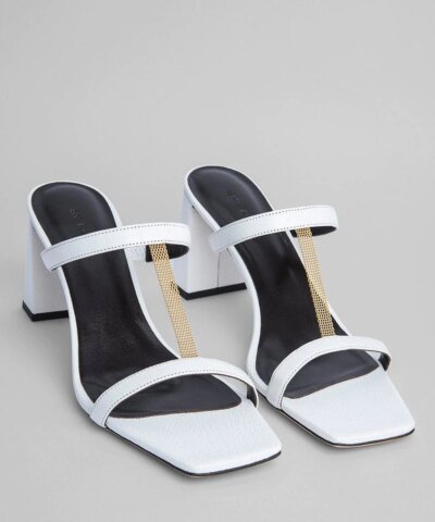 By Far Chloe White Grained Leather Mules