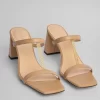 By Far Chloe Nude Grained Leather Mules