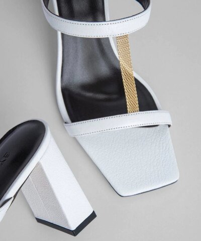 By Far Chloe White Grained Leather Mules