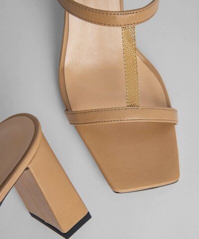 By Far Chloe Nude Grained Leather Mules