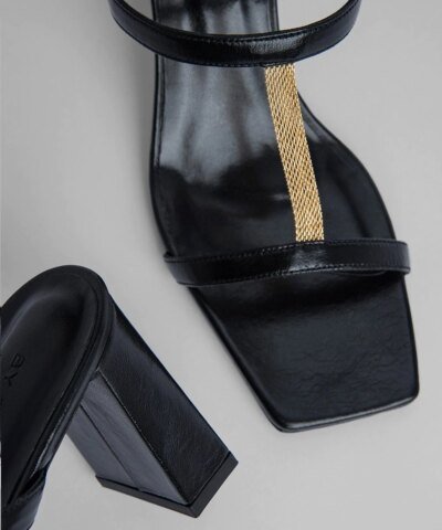 By Far Chloe Black Grained Leather Mules