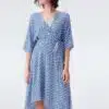 DVF Eloise Crepe High-Low Midi Dress in Fun Club Blue