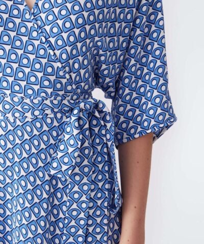 DVF Eloise Crepe High-Low Midi Dress in Fun Club Blue