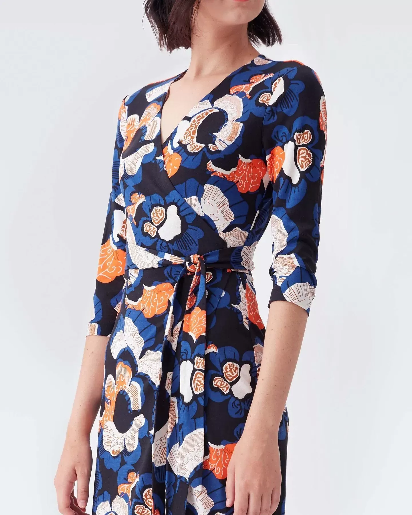 DVF New Julian Two Silk-Jersey Wrap Dress in Wax Cloth Floral