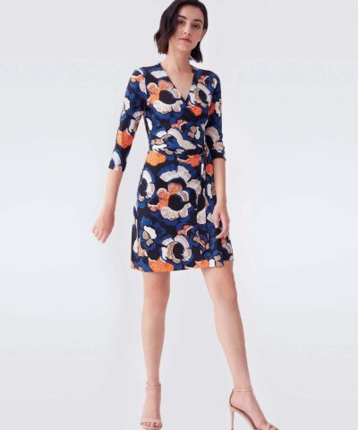 DVF New Julian Two Silk-Jersey Wrap Dress in Wax Cloth Floral