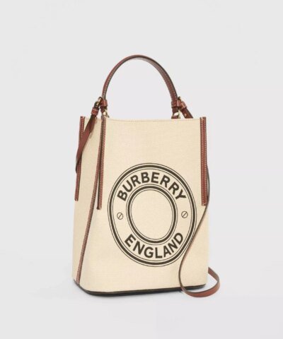 Burberry Small Logo Graphic Cotton Canvas Peggy Bucket Bag