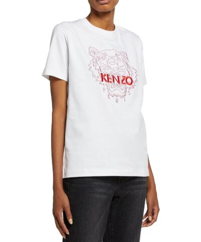 Kenzo Embroidered Tiger Loose T-Shirt, White