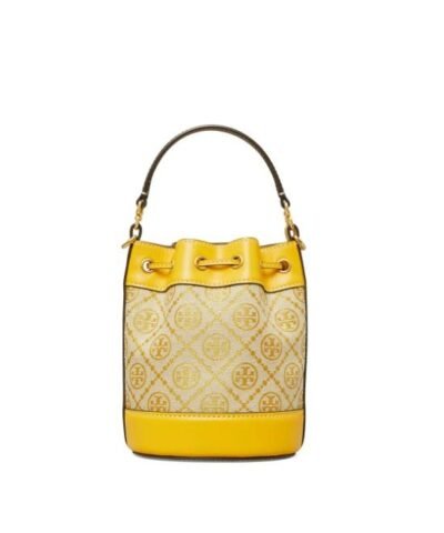Tory Burch T Monogram Jacquard Mini Bucket Bag, Goldfinch