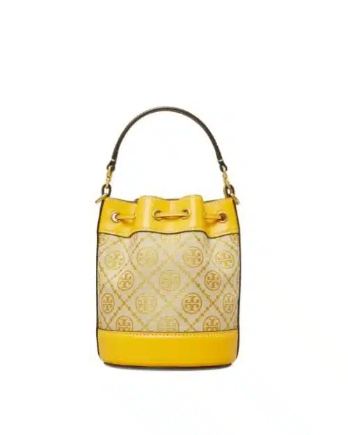 Tory Burch T Monogram Jacquard Mini Bucket Bag, Goldfinch