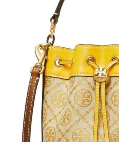 Tory Burch T Monogram Jacquard Mini Bucket Bag, Goldfinch