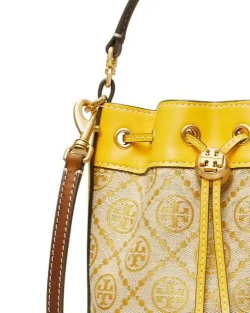 Tory Burch T Monogram Jacquard Mini Bucket Bag, Goldfinch