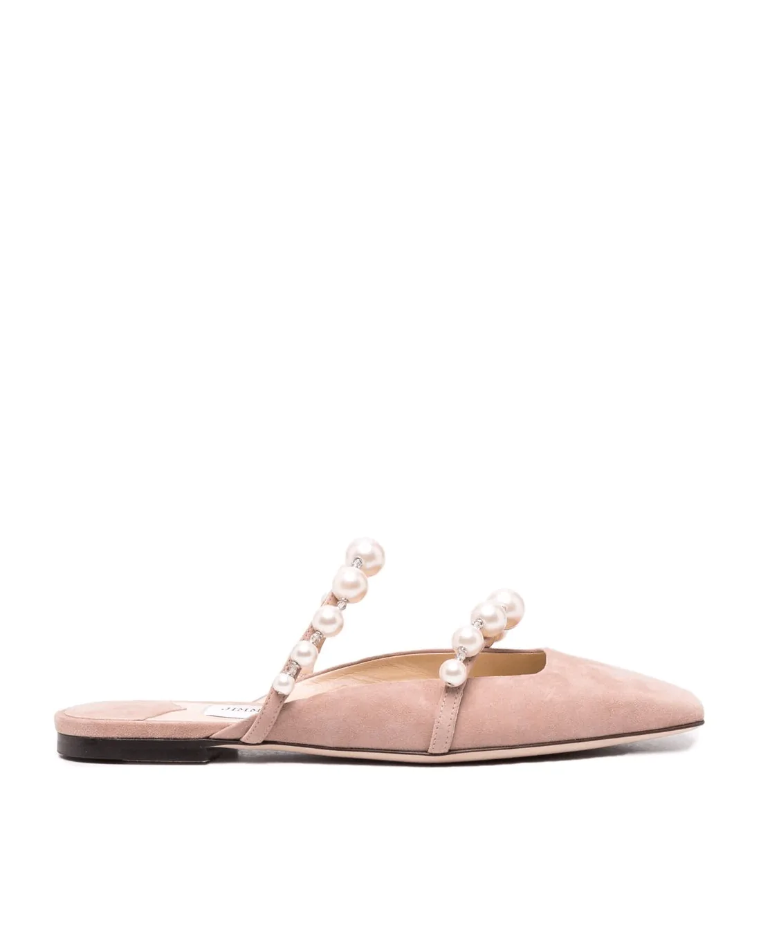 Jimmy Choo AMAYA Flats Ballet Pink Suede Flats With Pearl Embellishment