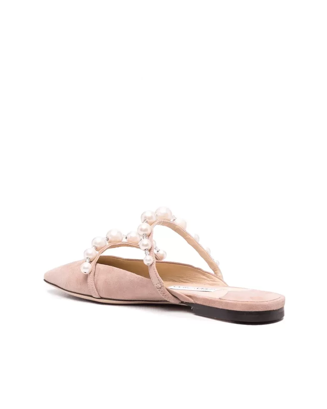 Jimmy Choo AMAYA Flats Ballet Pink Suede Flats With Pearl Embellishment