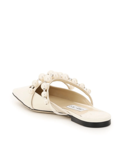 Jimmy Choo Amaya Faux Pearl-Embellished Patent Leather Mules