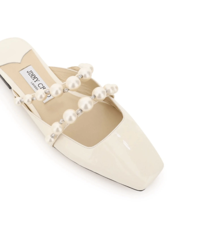 Jimmy Choo Amaya Faux Pearl-Embellished Patent Leather Mules