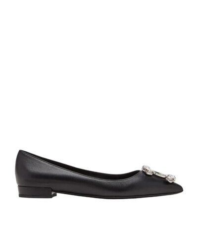 Salvatore Ferragamo Hailey Crystal Vara Ballerina Flats