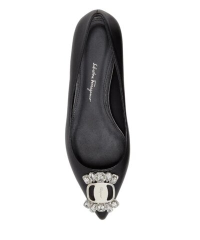 Salvatore Ferragamo Hailey Crystal Vara Ballerina Flats