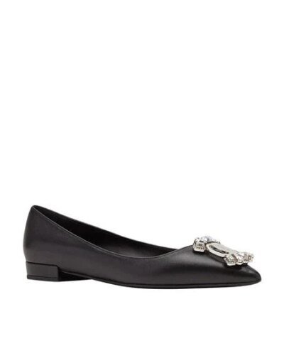 Salvatore Ferragamo Hailey Crystal Vara Ballerina Flats