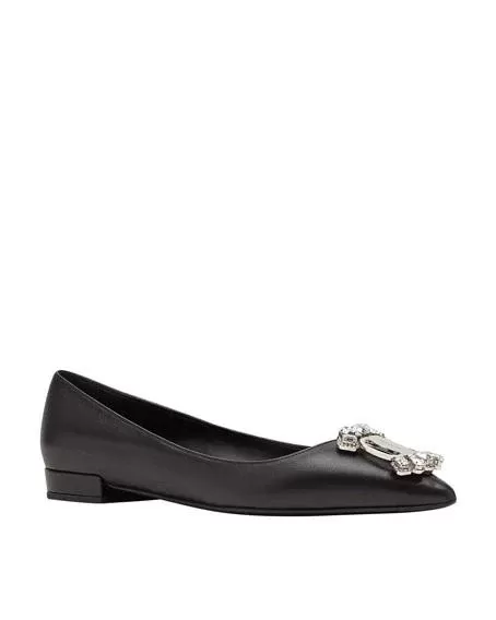 Salvatore Ferragamo Hailey Crystal Vara Ballerina Flats