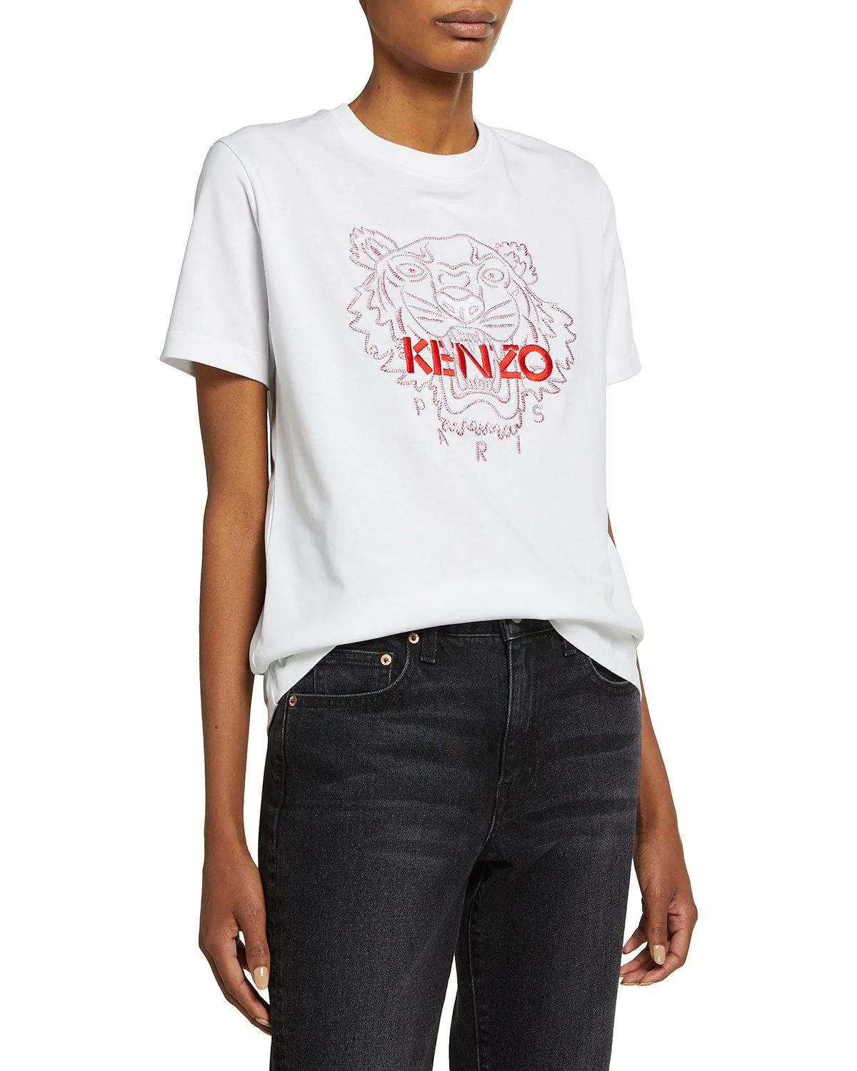 Kenzo Embroidered Tiger Loose T-Shirt, White