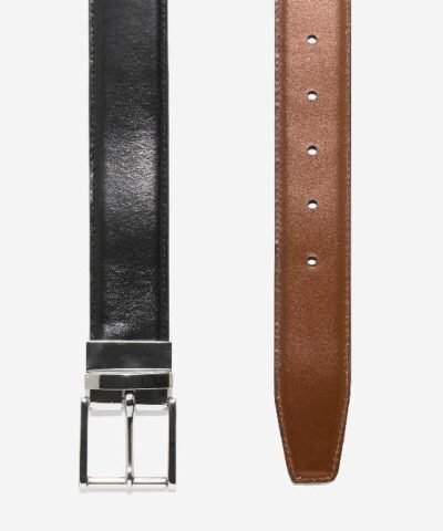 COLE HAAN 35mm Reversible Feather Edge Belt. Black