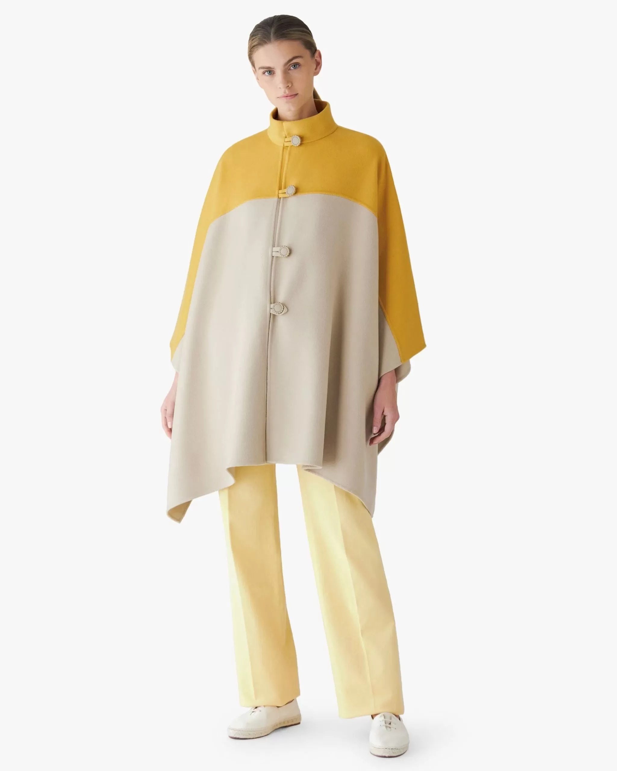 Lore Piana Agathe Colorblock Cape Cashmere