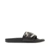Jimmy Choo Fallon Black Nappa Leather Slides With Crystal Buckle