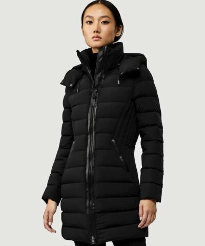 Mackage Farren Stretch Lightweight Down Coat With Removable Hood, Black