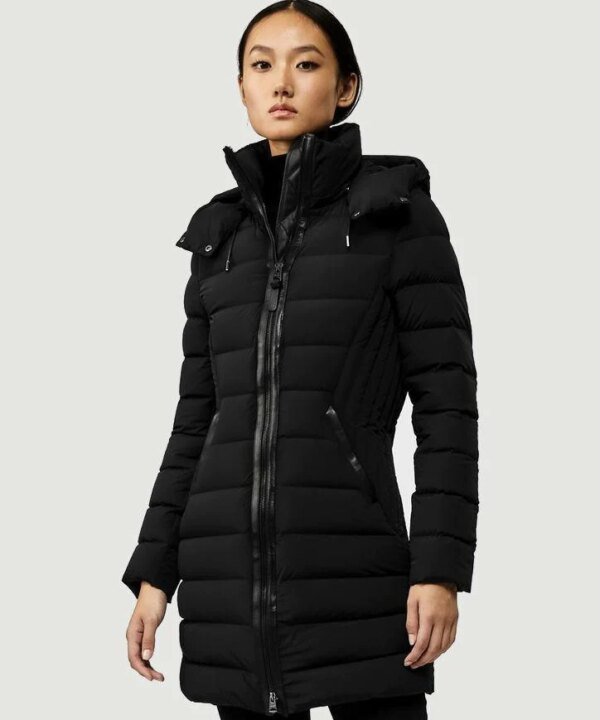 Mackage Farren Stretch Lightweight Down Coat With Removable Hood, Black