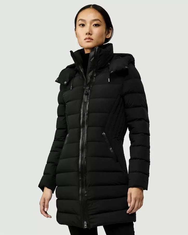 Mackage Farren Stretch Lightweight Down Coat With Removable Hood, Black